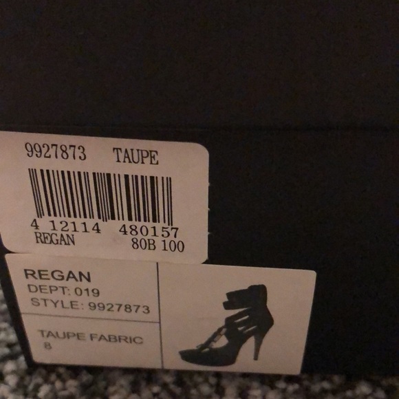 H By Halston Taupe Fabric Heels with Rose Gold - Picture 9 of 10